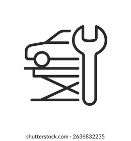Auto service icon. Symbol of vehicle maintenance. Vector illustration. Editable stroke.