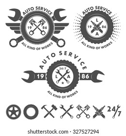 Auto Service Labels Emblems And Logo Elements