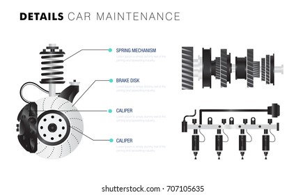 Auto service. Line composition. Machine  technology operations. Diagnostics machine centre. Car maintenance. Awesome details really style. Automobile engine pictogram and icons for web.