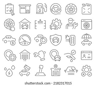 Auto service line icons collection. Thin outline icons pack. Vector illustration eps10