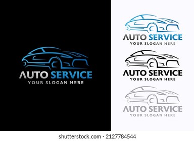 auto service logo, car repair logo design vector illustration