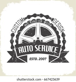 Auto service logo design, monochrome style, vector