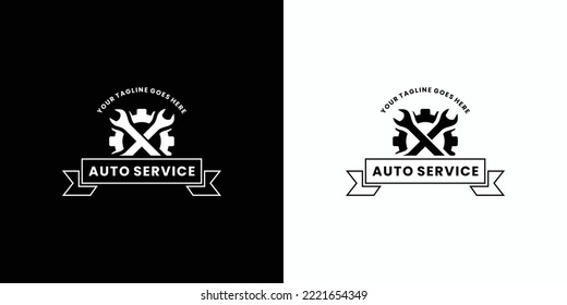 auto service logo design vintage workshop