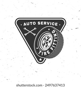 Auto service logo, emblems, badges and icons. Tire fitting. Vector. Service car repair, restoration and car club design elements.