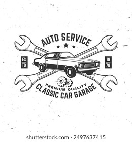 Auto service logo, emblems, badges and icons. Vector. Service car repair, restoration and car club design elements.