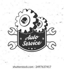 Logotipo de servicio automático, emblemas, insignias e iconos. Vector. Servicio de reparación de automóviles, restauración y Elementos de diseño de clubes de automóviles.