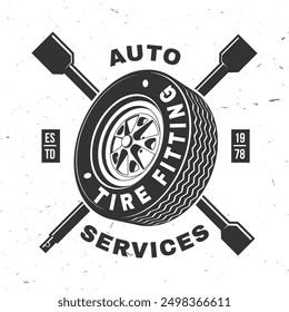 Auto service logo, emblems, badges and icons. Tire fitting. Vector. Service car repair, restoration and car club design elements.