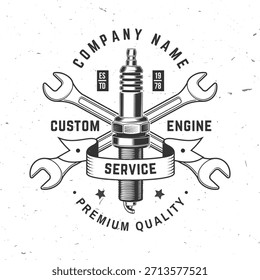 Auto Service Logo, Embleme, Abzeichen und Symbole. Vektor. Für fachkundigen Service Auto-Reparaturzentrum, Restaurierung und Auto-Club mit Schlüssel und Zündkerze Silhouette
