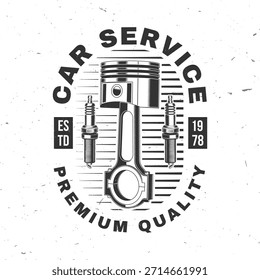 Auto Service Logo, Embleme, Abzeichen und Symbole. Vektor. Für Experten-Service Auto-Reparatur-Center, Restaurierung und Auto-Club mit Automobil-Tools Kolben und Funken Stecker Silhouette