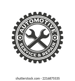 Auto Service Logo Template, Logo For Automotive Industry Related Business, Service And Repair. Vector Logo Automotive Emblem, Stamp