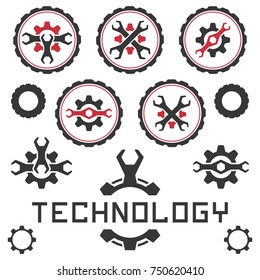Auto service logo template. Set of abstract gear signs.
