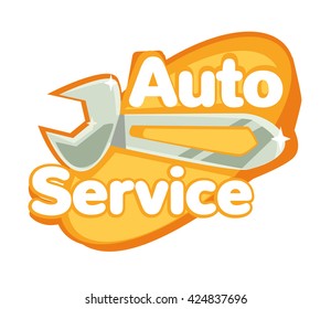 Auto service logo. Vector flat illustration