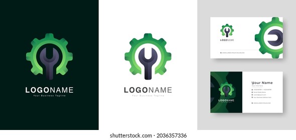 auto service, repair service, system administrator, car service Logo With Premium Business Card Design Vector Template for Your Company Business