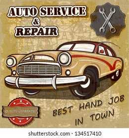 Auto-Service Retro-Poster.