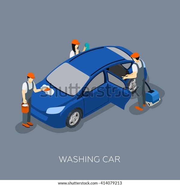 Auto service scheduled car maintenance technicians stock vector