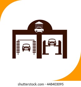 Auto service sign. Brown icon on white background