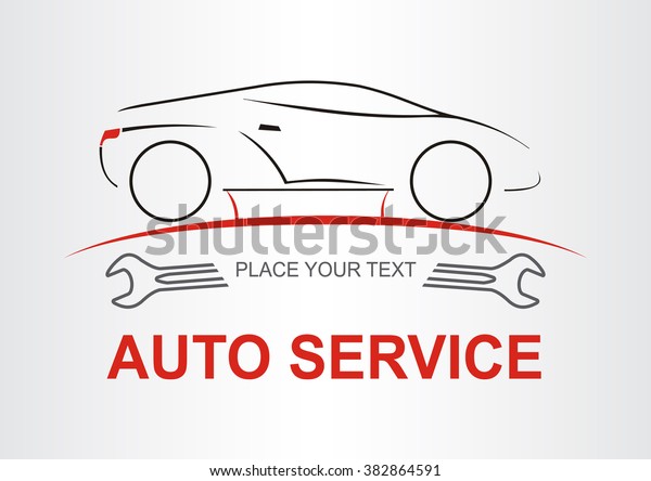 Auto service\
sign with car silhouette and\
spanner