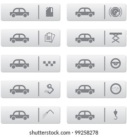 auto service signs and icons over grey plastic buttons set for web design and high quality print