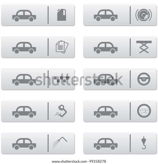 auto service signs and\
icons over grey plastic buttons set for web design and high quality\
print