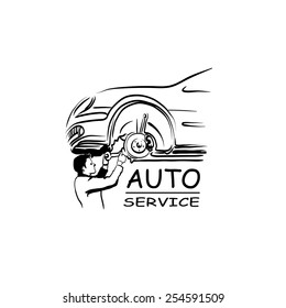 Auto Service Silhouette Abstract Vector Illustration Stock Vector ...