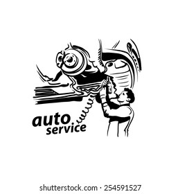 Auto service silhouette abstract, vector illustration