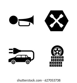 Auto service. Simple Related Vector Icons Set for Video, Mobile Apps, Web Sites, Print Projects and Your Design. Black Flat Illustration on White Background.