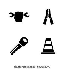 Auto service. Simple Related Vector Icons Set for Video, Mobile Apps, Web Sites, Print Projects and Your Design. Black Flat Illustration on White Background.