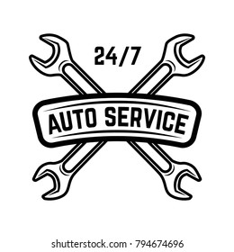 Auto service. Service station. Car repair. Design element for logo, label, emblem, sign. 