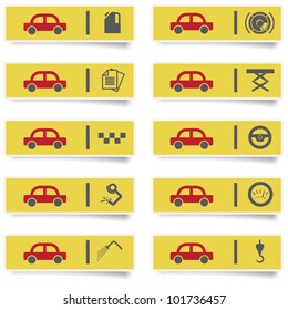 auto service stickers with many-colored icons set for web design and high quality print