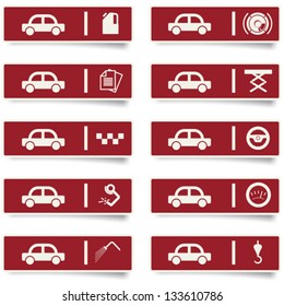 auto service stickers with many-colored icons set for web design and high quality print