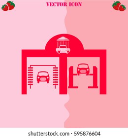Auto service vector  icon. Strawberry Background.