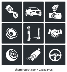 Auto Service Vector Isolated Flat Icons Set