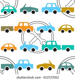 Auto service  vector seamless pattern. Car repair background for 