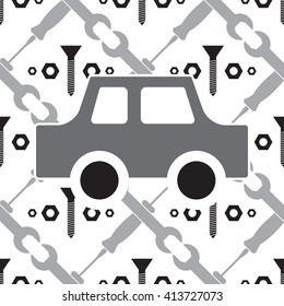 Auto service  vector seamless pattern. Car repair background for 