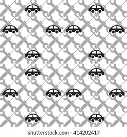 Auto service  vector seamless pattern. Car repair background 