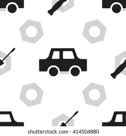 Auto service  vector seamless pattern. Car repair background for 