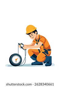 Neumático inflable del trabajador de servicio auto, Ilustración vectorial simple