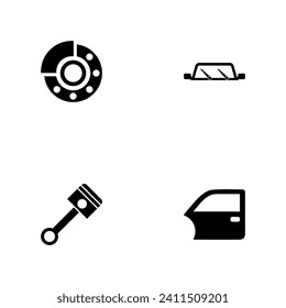 Auto. A set of black four solid icons isolated on a white background.