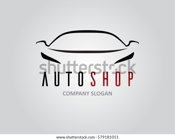 Auto shop car\
logo design with concept sports vehicle icon silhouette on light\
grey background. Vector\
illustration.