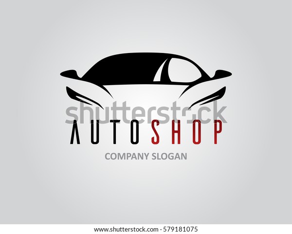 Auto shop car
logo design with concept sports vehicle icon silhouette on light
grey background. Vector
illustration.