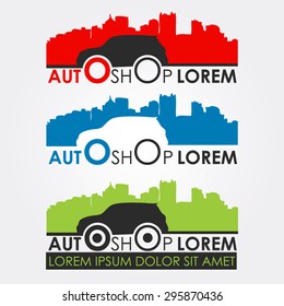 auto shop logo, design elements, label, vector illustration
