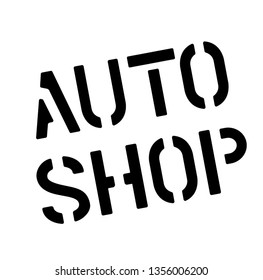 AUTO SHOP stamp on white