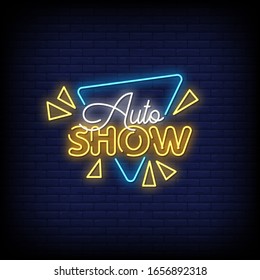 Auto Show Neon Signs Style Text vector