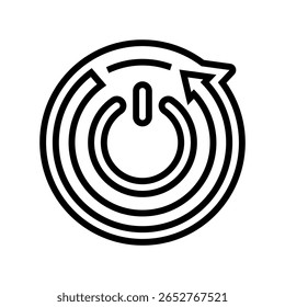 Symbolvektor der Funktionszeile automatisch ausschalten. Feature-Zeichen für automatisches Ausschalten. isoliertes Kontursymbol, schwarze Illustration