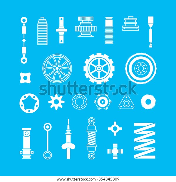 Auto Spare Parts Flat Icons Set Stock Vector (Royalty Free) 354345809