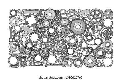 Auto spare parts and gears, background for your design