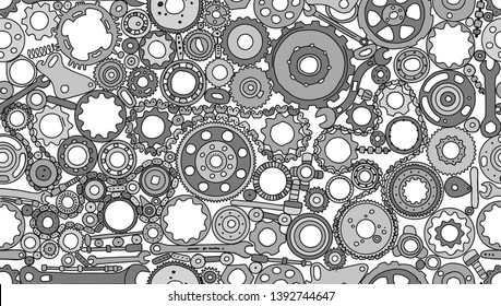 Auto spare parts and gears, seamless pattern for your design