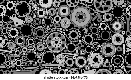 Auto spare parts and gears, seamless pattern for your design