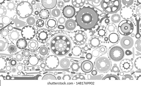 Auto spare parts and gears, seamless pattern for your design