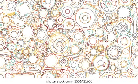 Auto spare parts and gears, seamless pattern for your design. Vector illustration